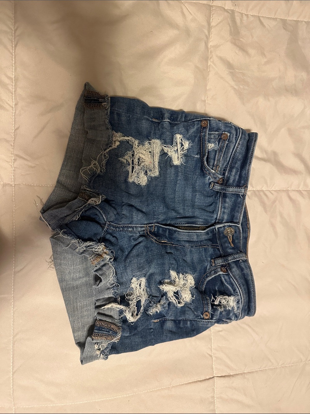 American Eagle Outfitters Distressed Blue Denim Shorts